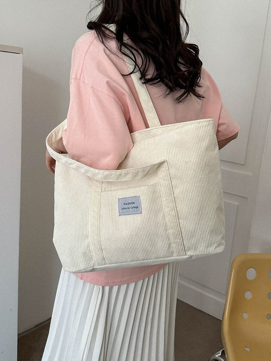 Bolsa de Ombro Athena - Veludo Cotelê Grande Literária | Aurora