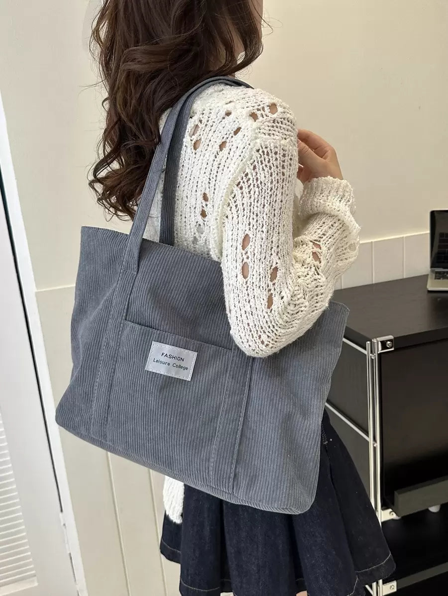 Bolsa de Ombro Athena - Veludo Cotelê Grande Literária | Aurora