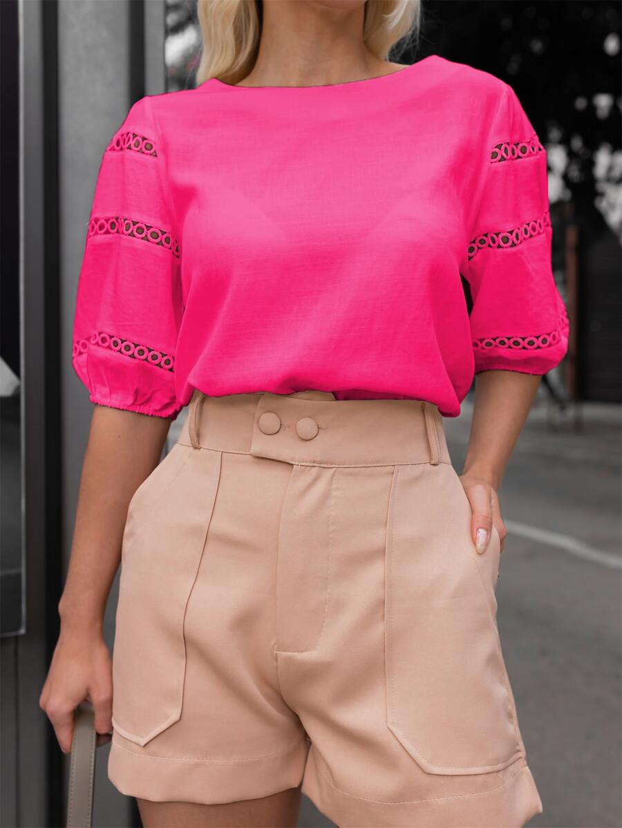 Blusa Euphrosyne - Linho Manga Bufante Guipir | Aurora