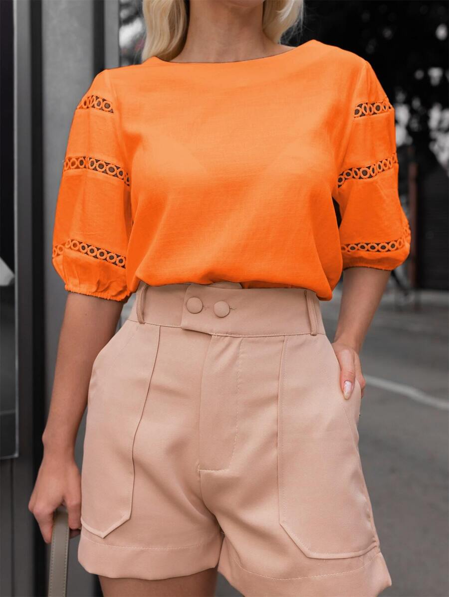 Blusa Euphrosyne - Linho Manga Bufante Guipir | Aurora