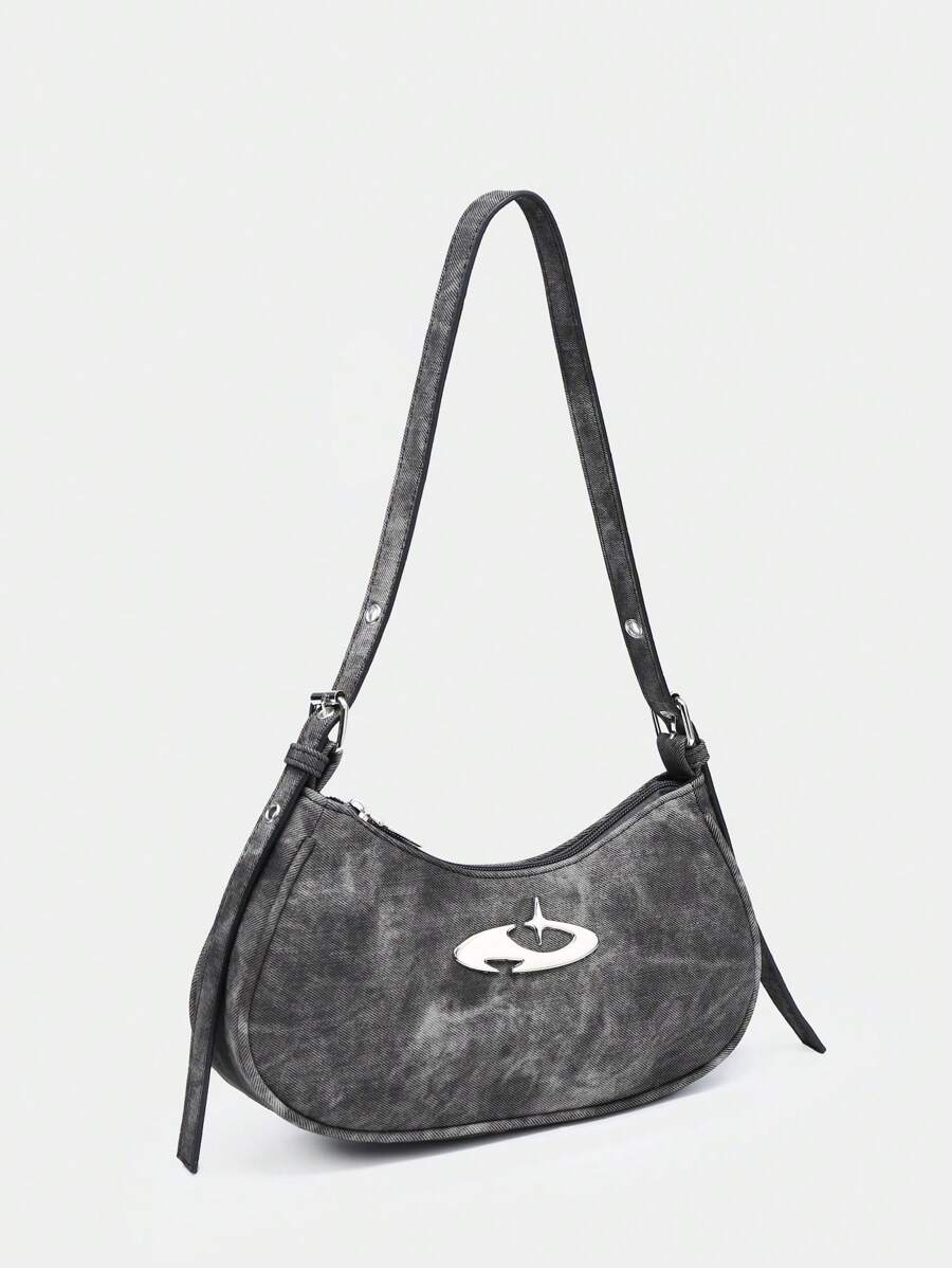 Bolsa Nyx - Gótica Y2K Couro PU Rebites Meia-Lua | Aurora