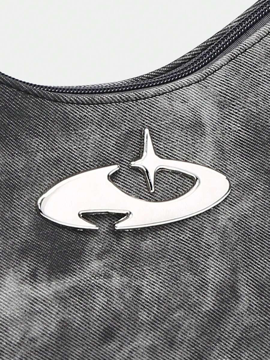 Bolsa Nyx - Gótica Y2K Couro PU Rebites Meia-Lua | Aurora