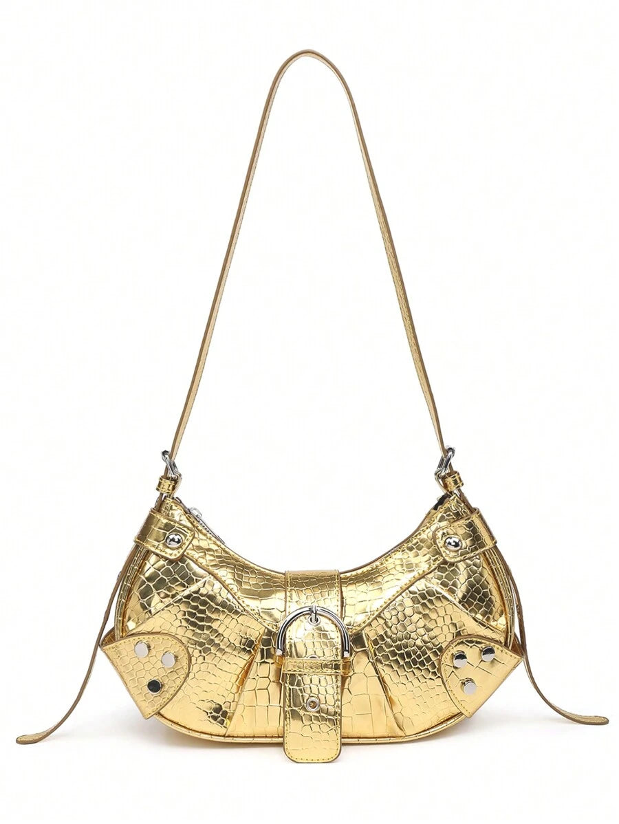 Bolsa Hera - Transversal Punk Y2K Vinho Rebites e Correntes | Aurora