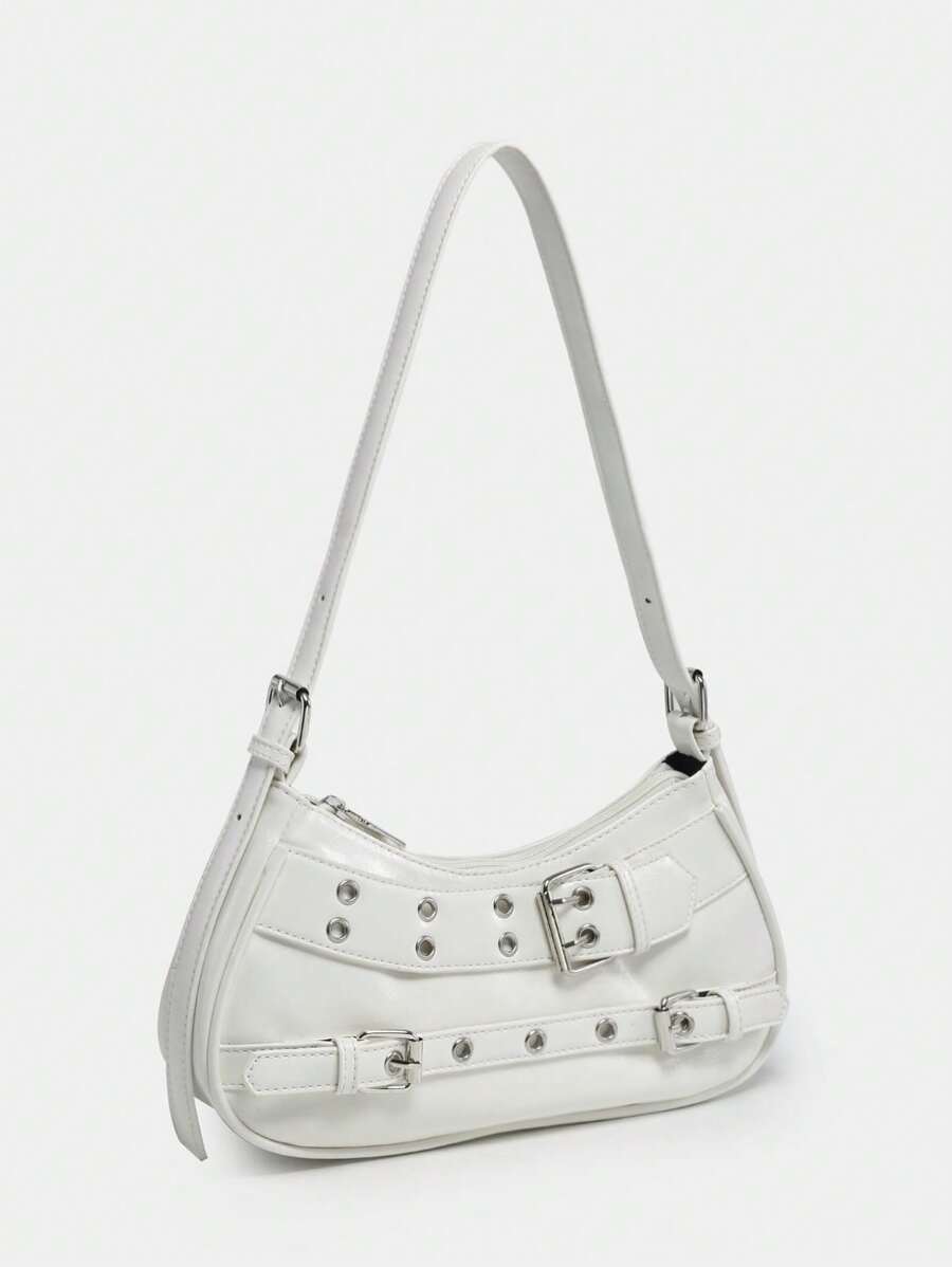 Bolsa Nyx - Gótica Y2K Couro PU Rebites Meia-Lua | Aurora