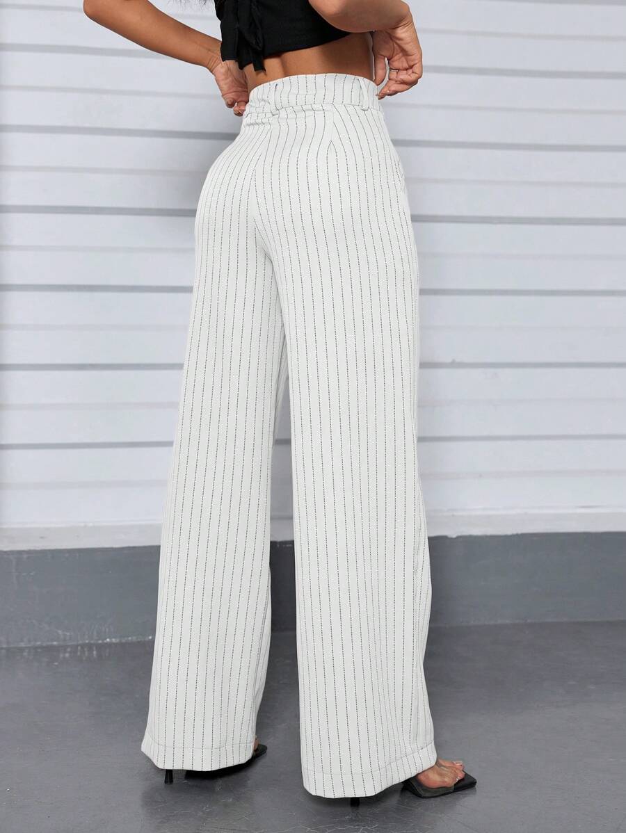 Calça Hecate - Listrada Elegante Cintura Alta Casual | Aurora