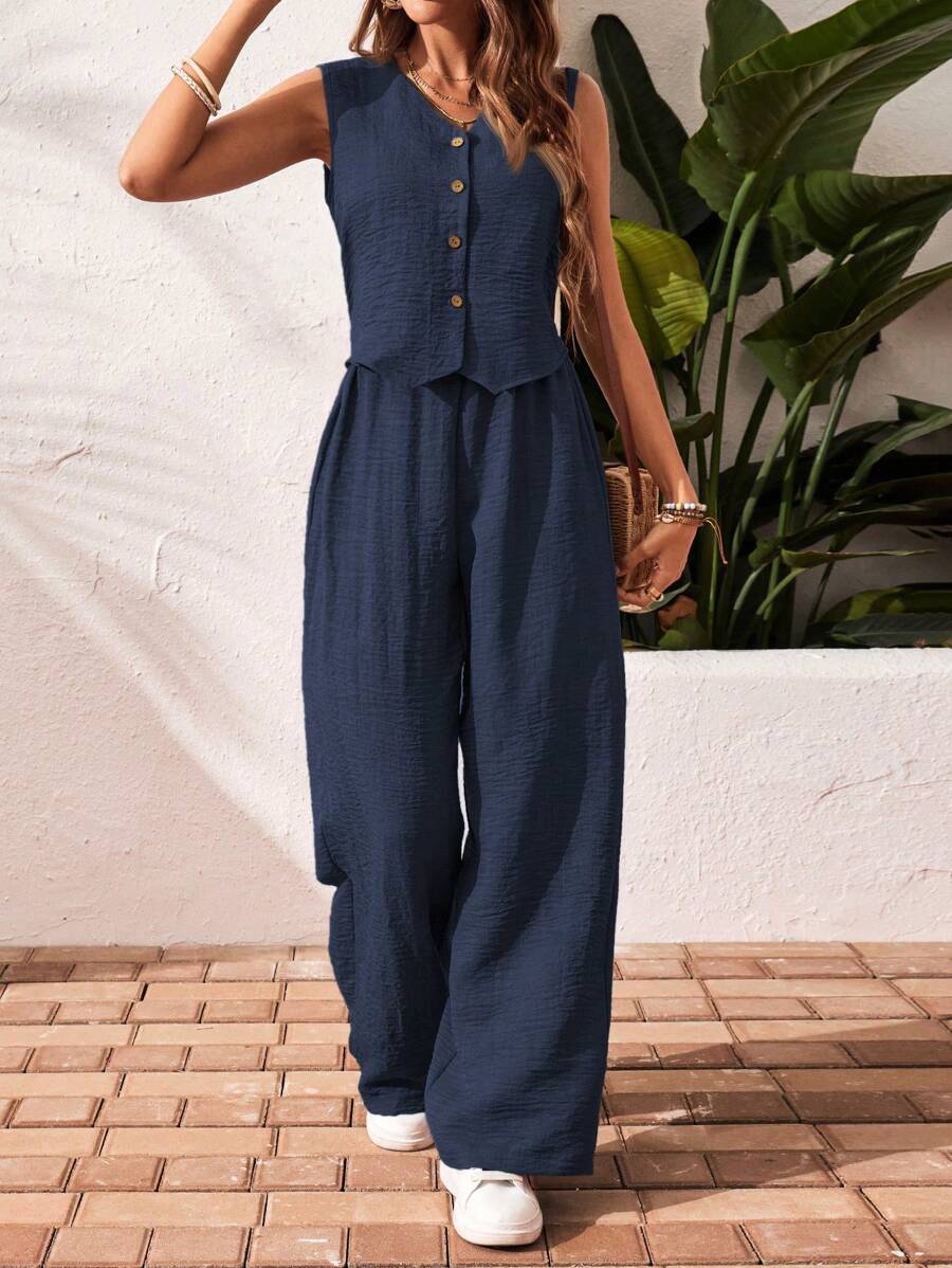 Conjunto Clio - Regata + Calça Chocolate Casual Férias | Aurora