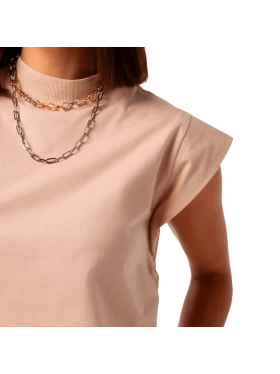 Blusa Tyche - Muscle Marrom Gola Alta Manga Morcego | Aurora