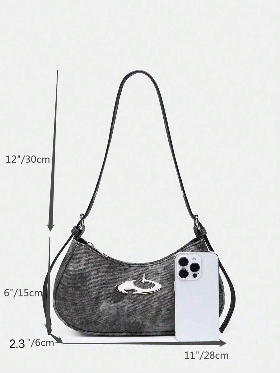 Bolsa Nyx - Gótica Y2K Couro PU Rebites Meia-Lua | Aurora