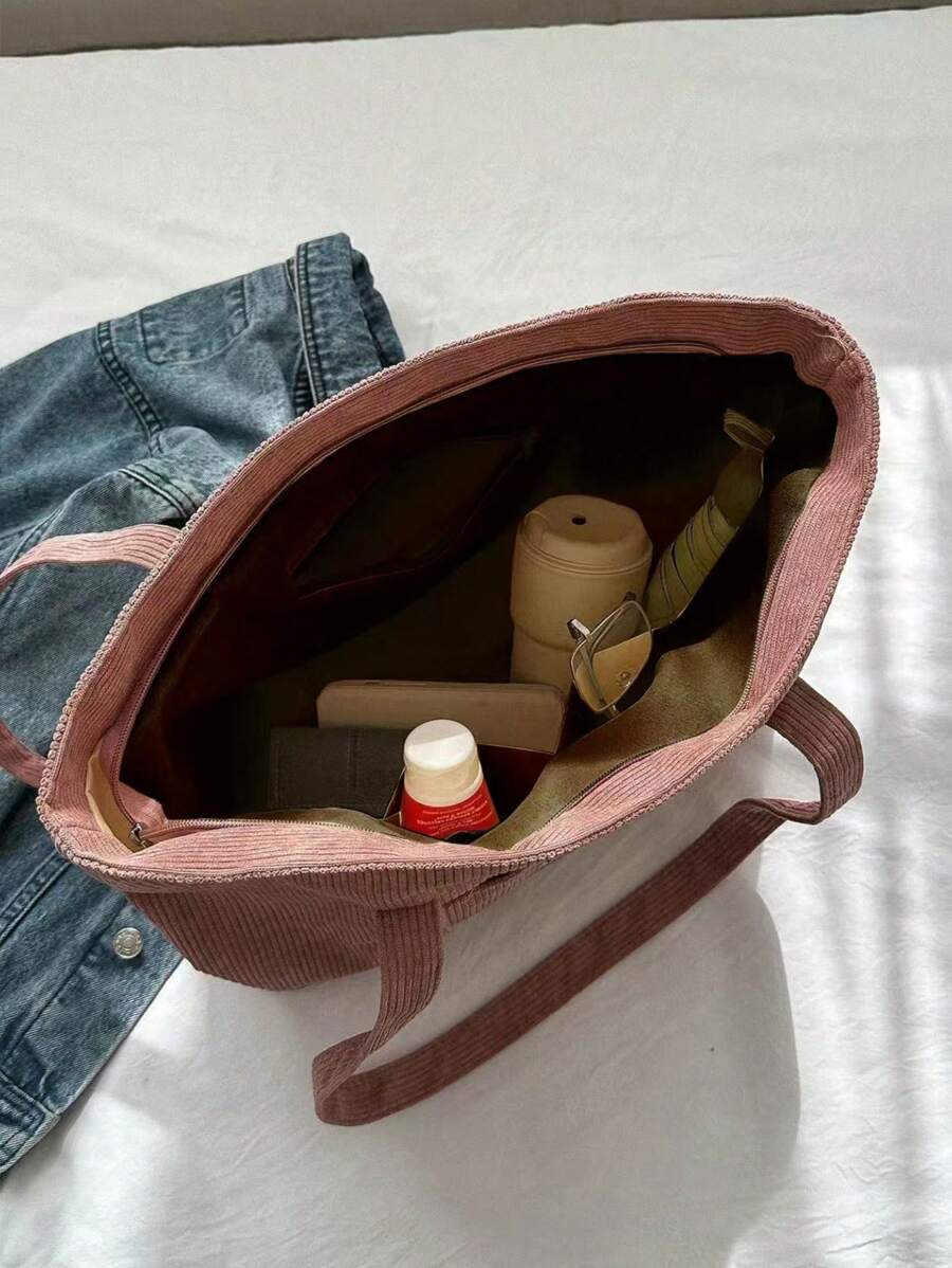 Bolsa de Ombro Athena - Veludo Cotelê Grande Literária | Aurora