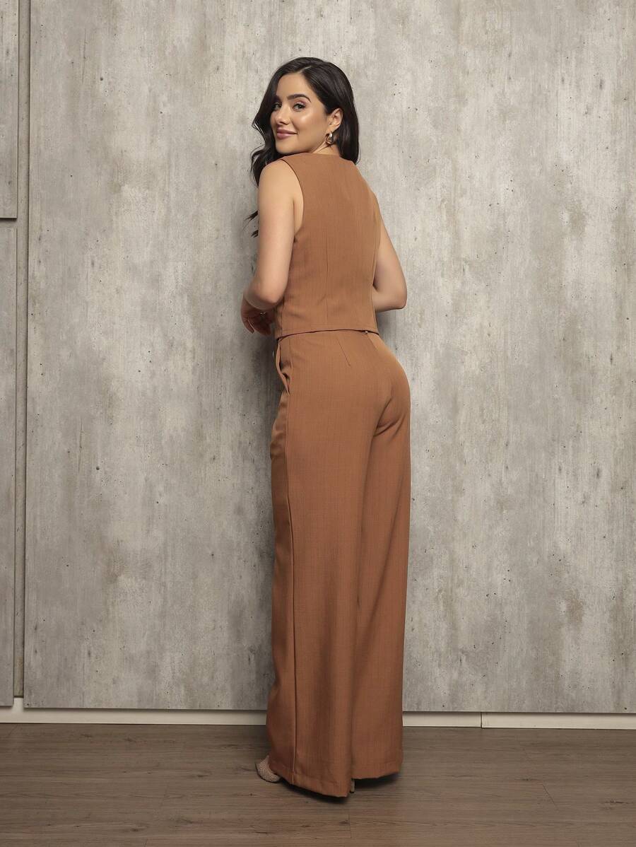 Conjunto Metis - Colete + Calça Alfaiataria Listrado Cinza | Aurora