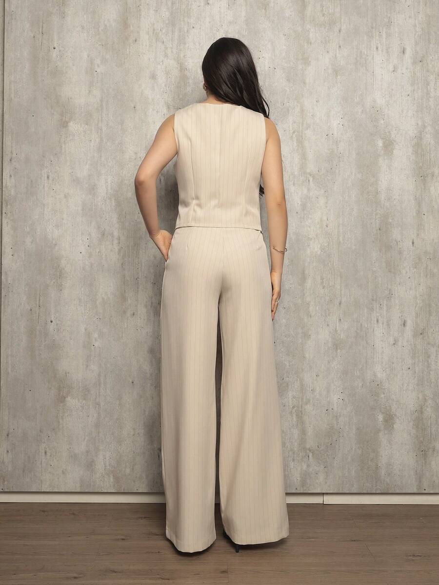 Conjunto Metis - Colete + Calça Alfaiataria Listrado Cinza | Aurora