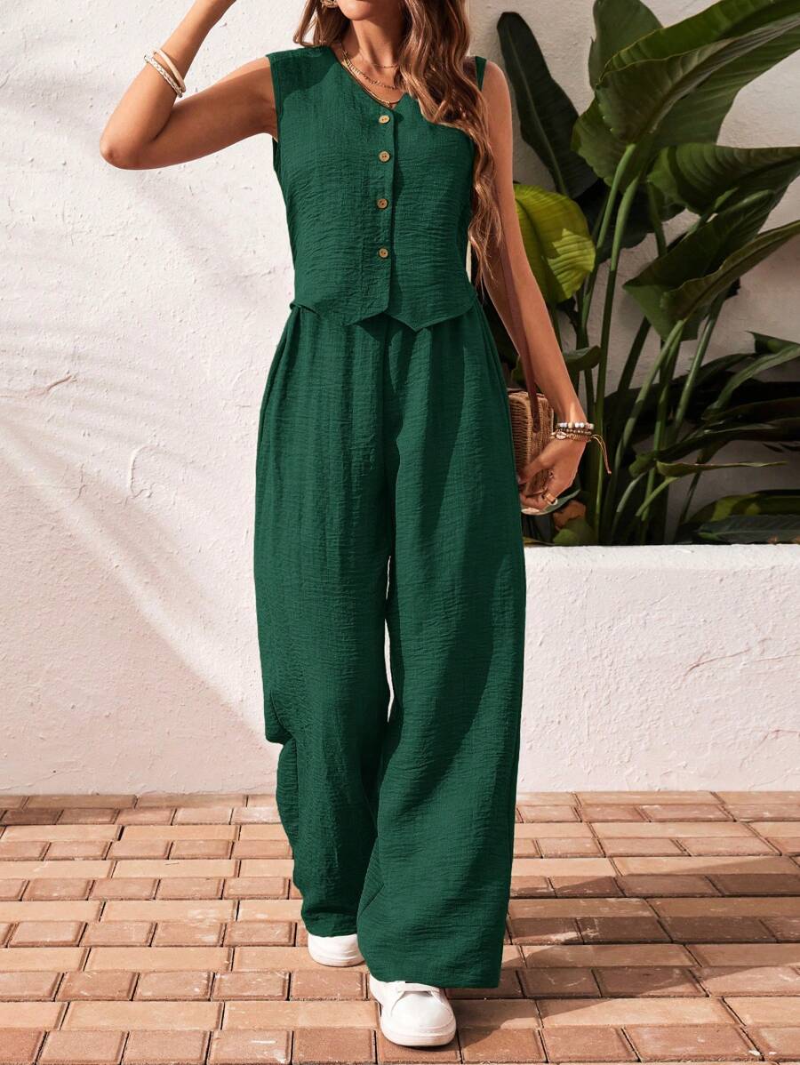 Conjunto Clio - Regata + Calça Chocolate Casual Férias | Aurora