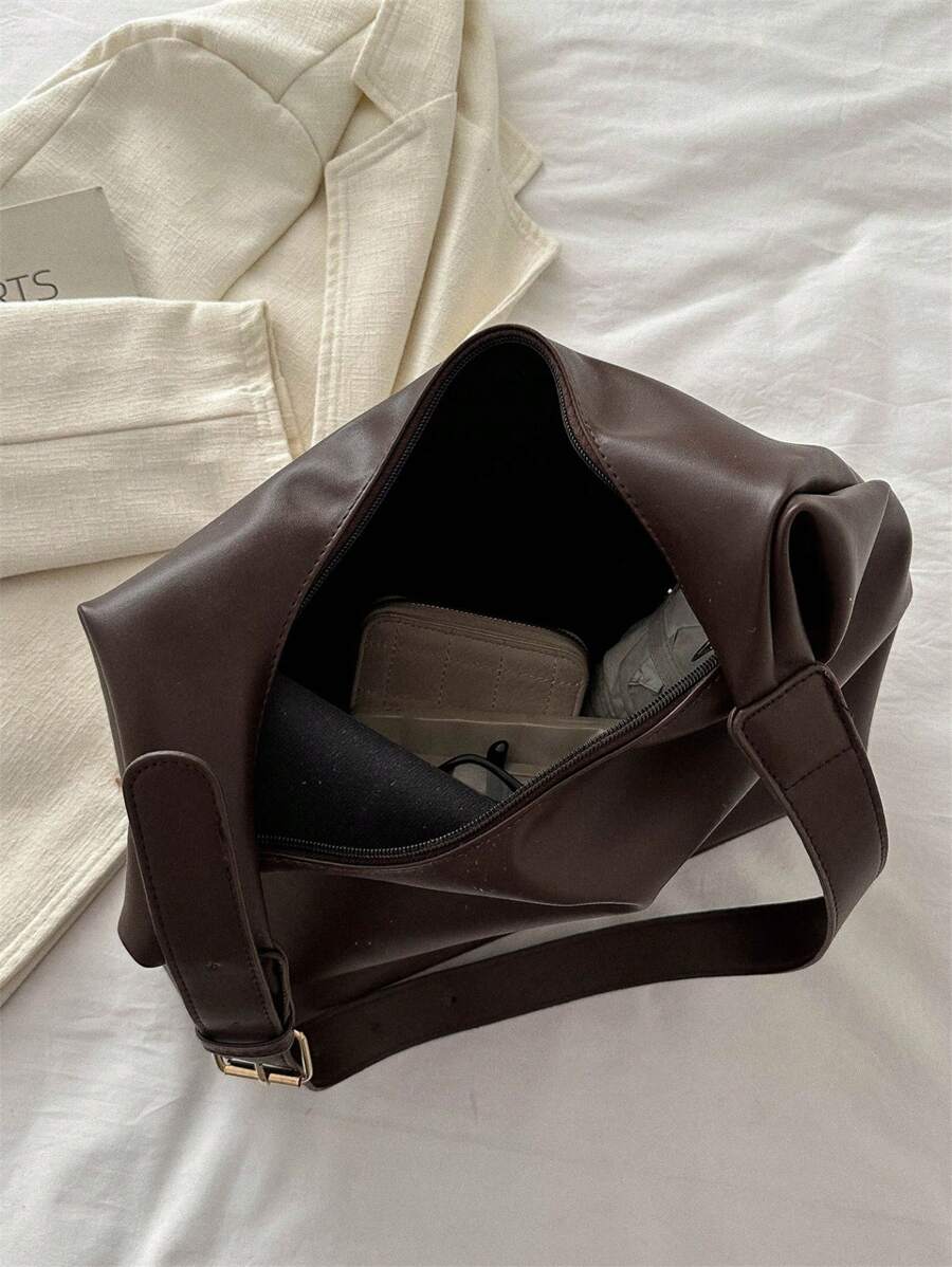 Bolsa de Ombro Artemis - Grande Elegante Preto, Café e Vinho | Aurora