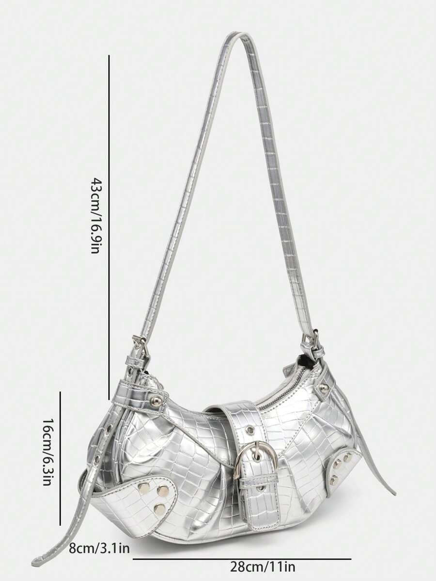 Bolsa Hera - Transversal Punk Y2K Vinho Rebites e Correntes | Aurora