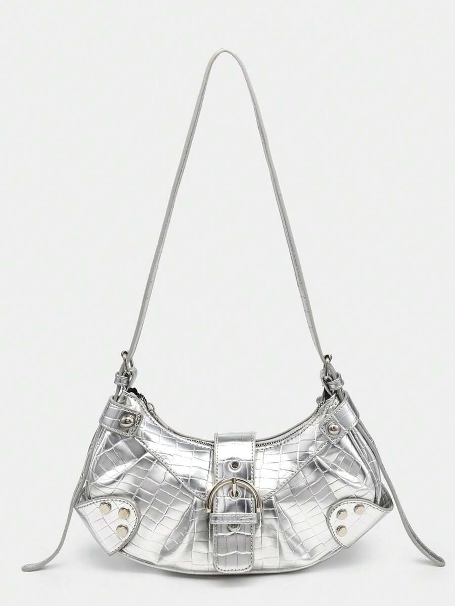 Bolsa Hera - Transversal Punk Y2K Vinho Rebites e Correntes | Aurora