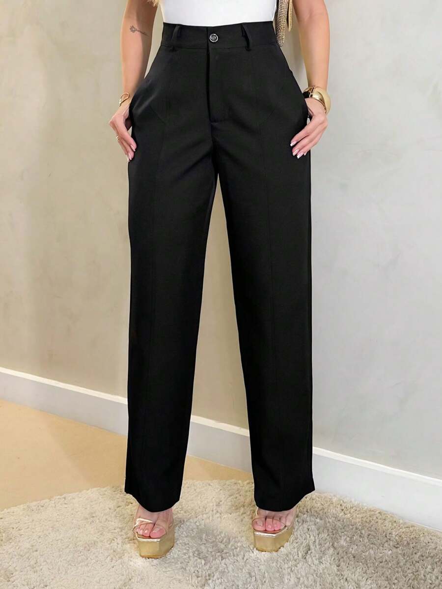 Calça Harmonia - Social Afilada Caramelo Cintura Alta | Aurora