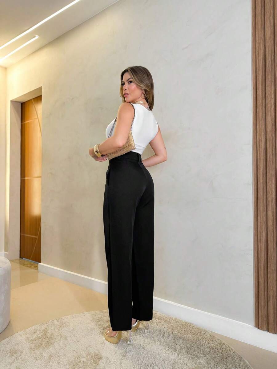 Calça Harmonia - Social Afilada Caramelo Cintura Alta | Aurora