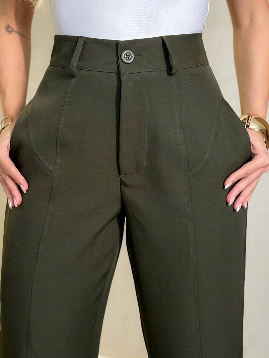 Calça Harmonia - Social Afilada Caramelo Cintura Alta | Aurora