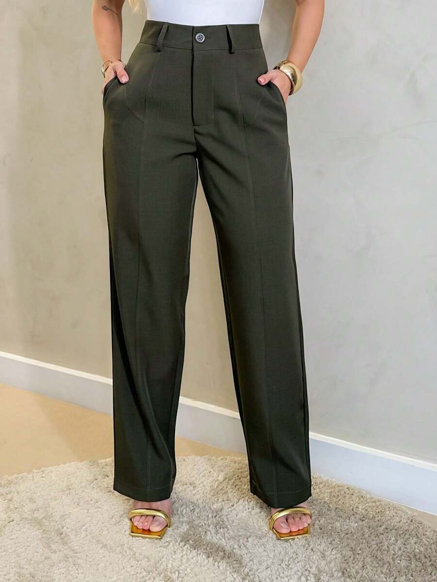 Calça Harmonia - Social Afilada Caramelo Cintura Alta | Aurora