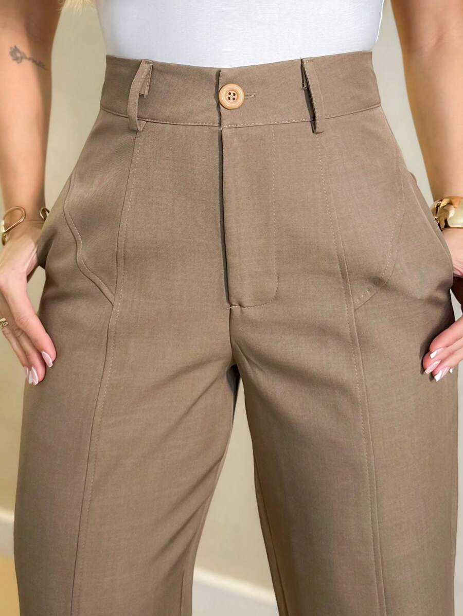 Calça Harmonia - Social Afilada Caramelo Cintura Alta | Aurora