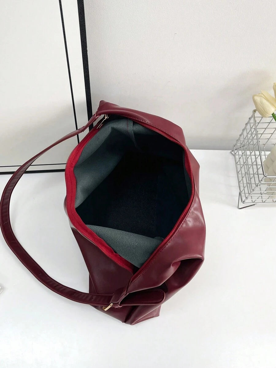 Bolsa de Ombro Artemis - Grande Elegante Preto, Café e Vinho | Aurora