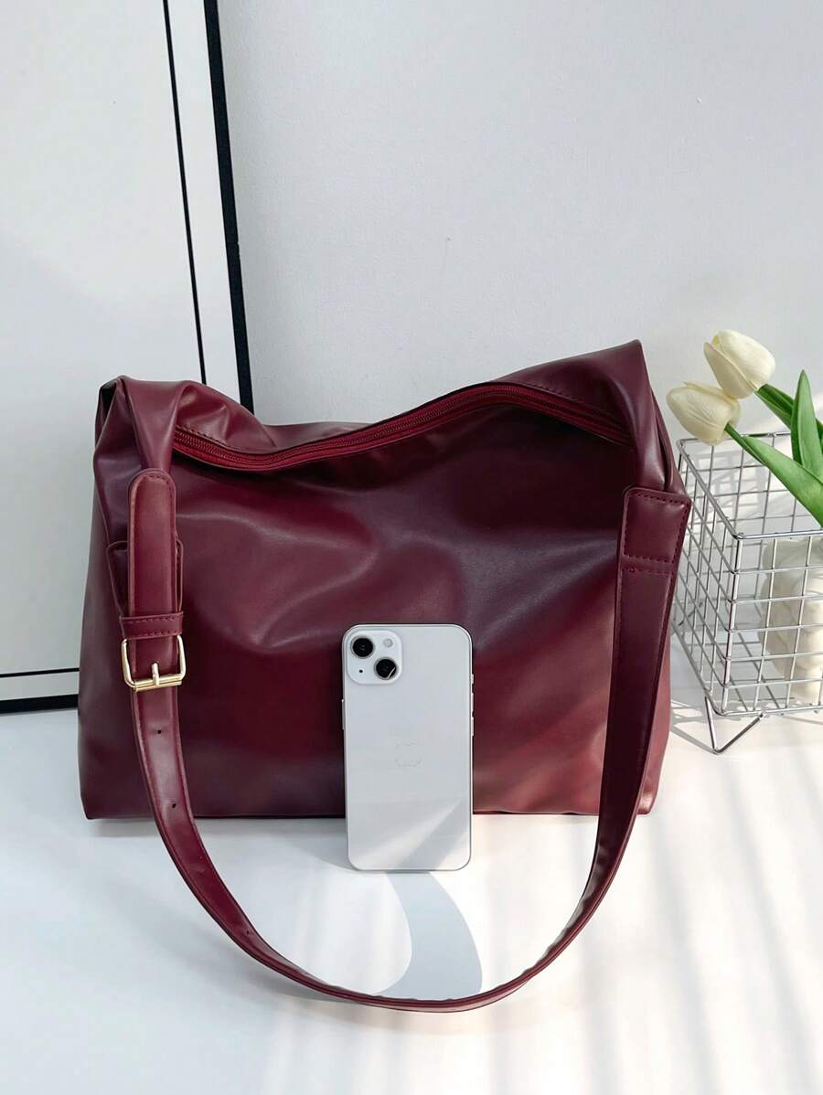 Bolsa de Ombro Artemis - Grande Elegante Preto, Café e Vinho | Aurora