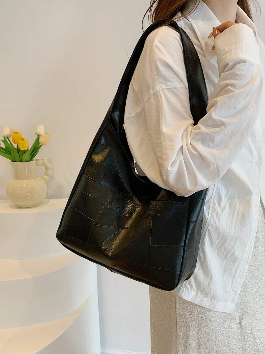 Bolsa de Ombro Artemis - Grande Elegante Preto, Café e Vinho | Aurora