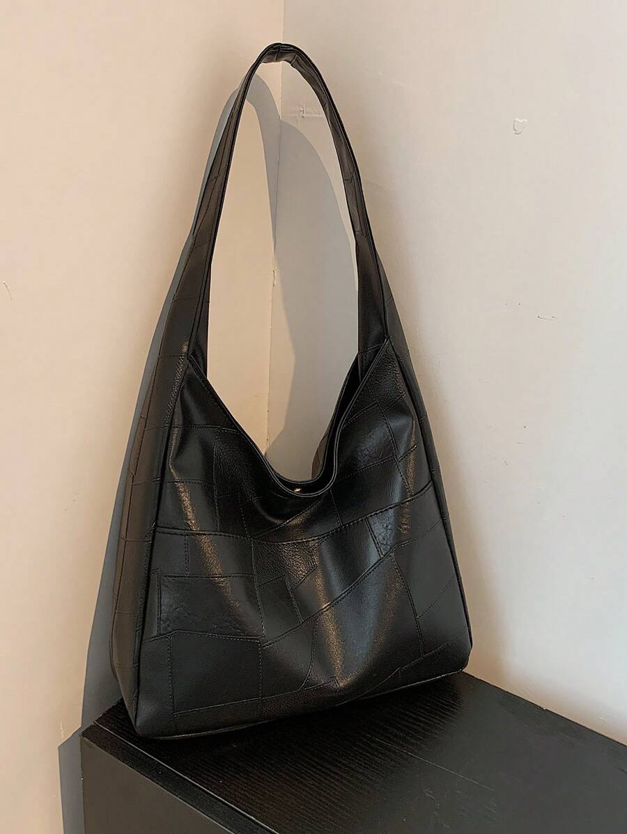 Bolsa de Ombro Artemis - Grande Elegante Preto, Café e Vinho | Aurora