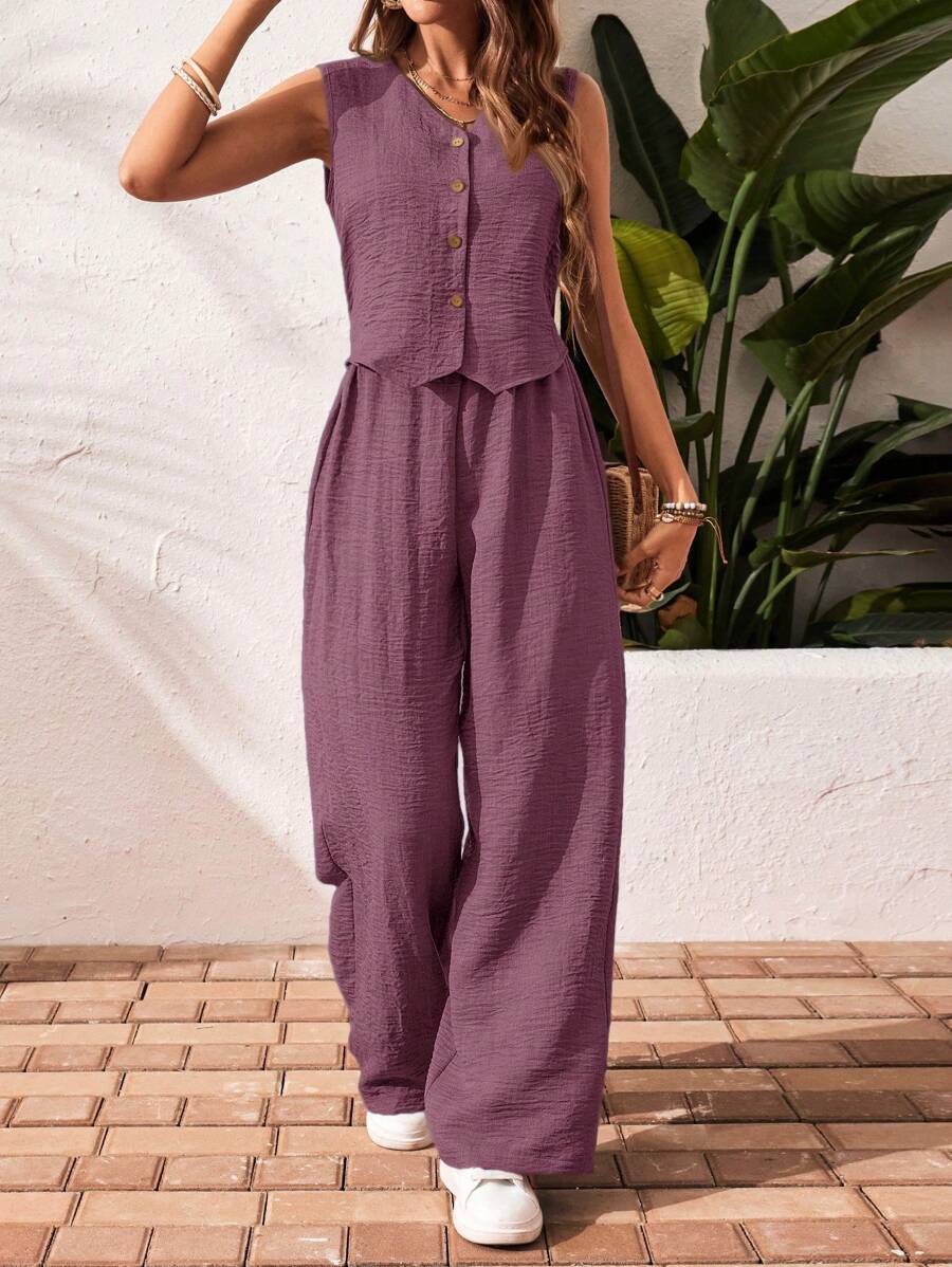 Conjunto Clio - Regata + Calça Chocolate Casual Férias | Aurora