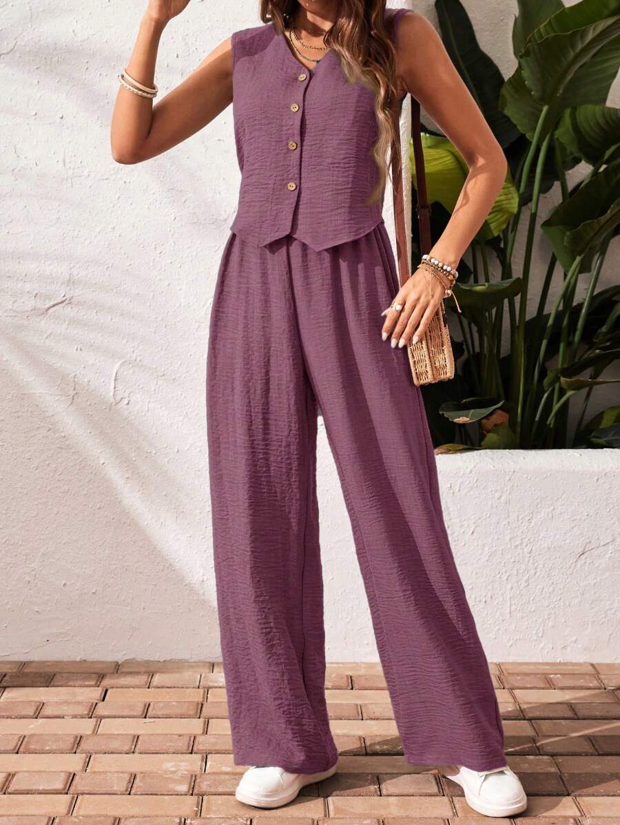 Conjunto Clio - Regata + Calça Chocolate Casual Férias | Aurora