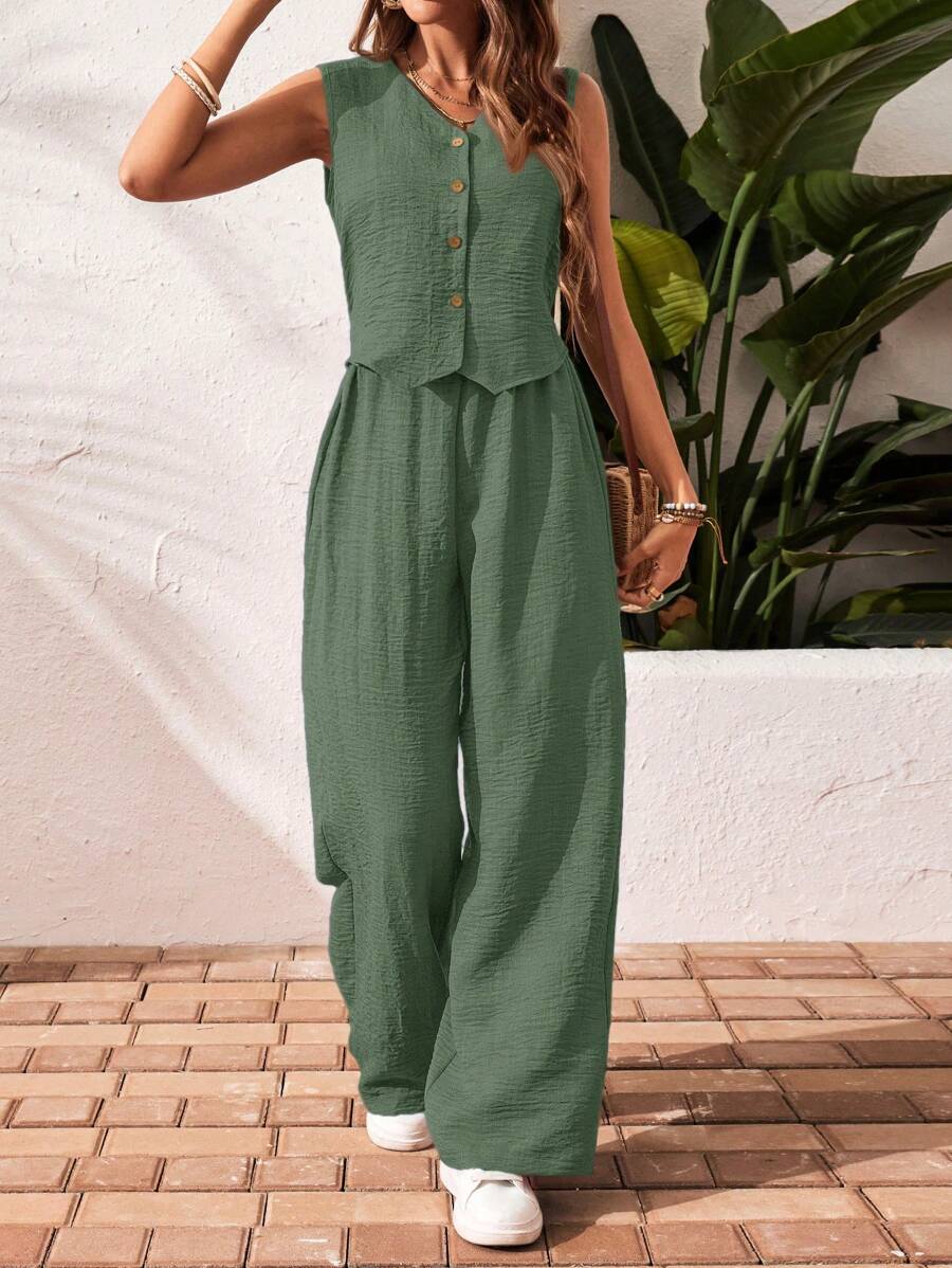 Conjunto Clio - Regata + Calça Chocolate Casual Férias | Aurora