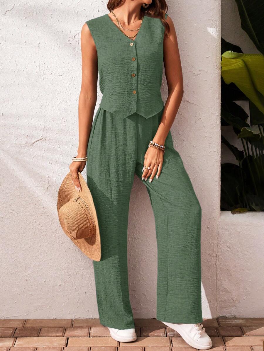 Conjunto Clio - Regata + Calça Chocolate Casual Férias | Aurora