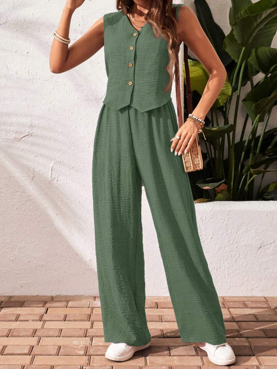 Conjunto Clio - Regata + Calça Chocolate Casual Férias | Aurora