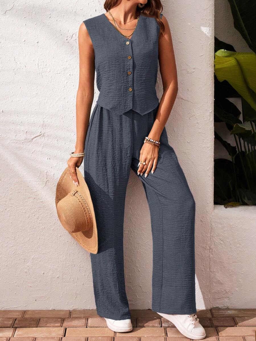 Conjunto Clio - Regata + Calça Chocolate Casual Férias | Aurora