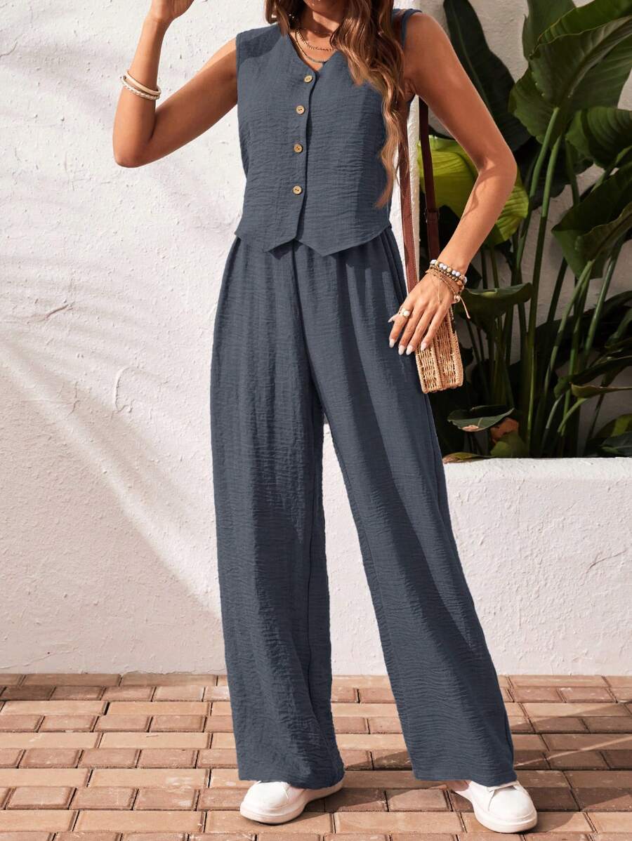 Conjunto Clio - Regata + Calça Chocolate Casual Férias | Aurora