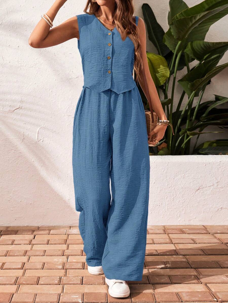 Conjunto Clio - Regata + Calça Chocolate Casual Férias | Aurora