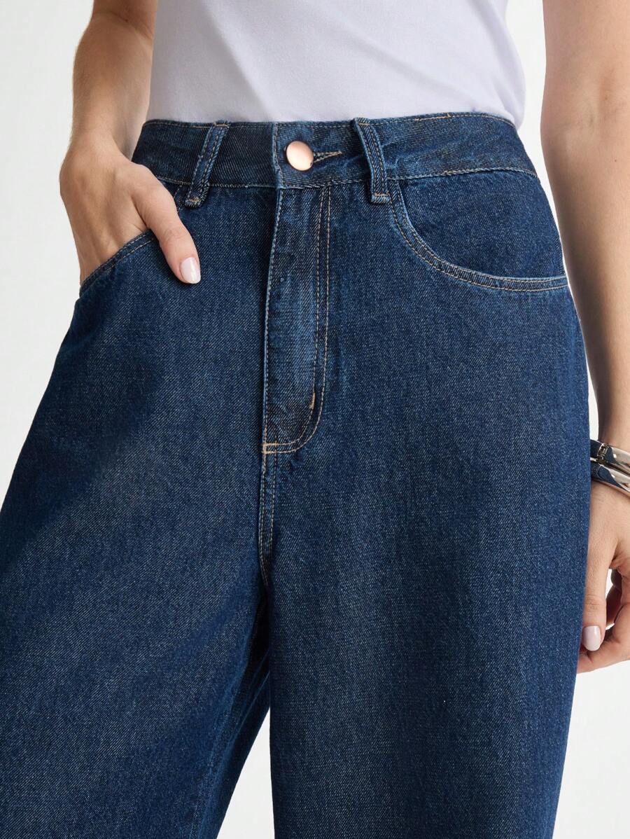 Calça Jeans Rhea - Wide Leg Cintura Alta Lavagem Escura | Aurora