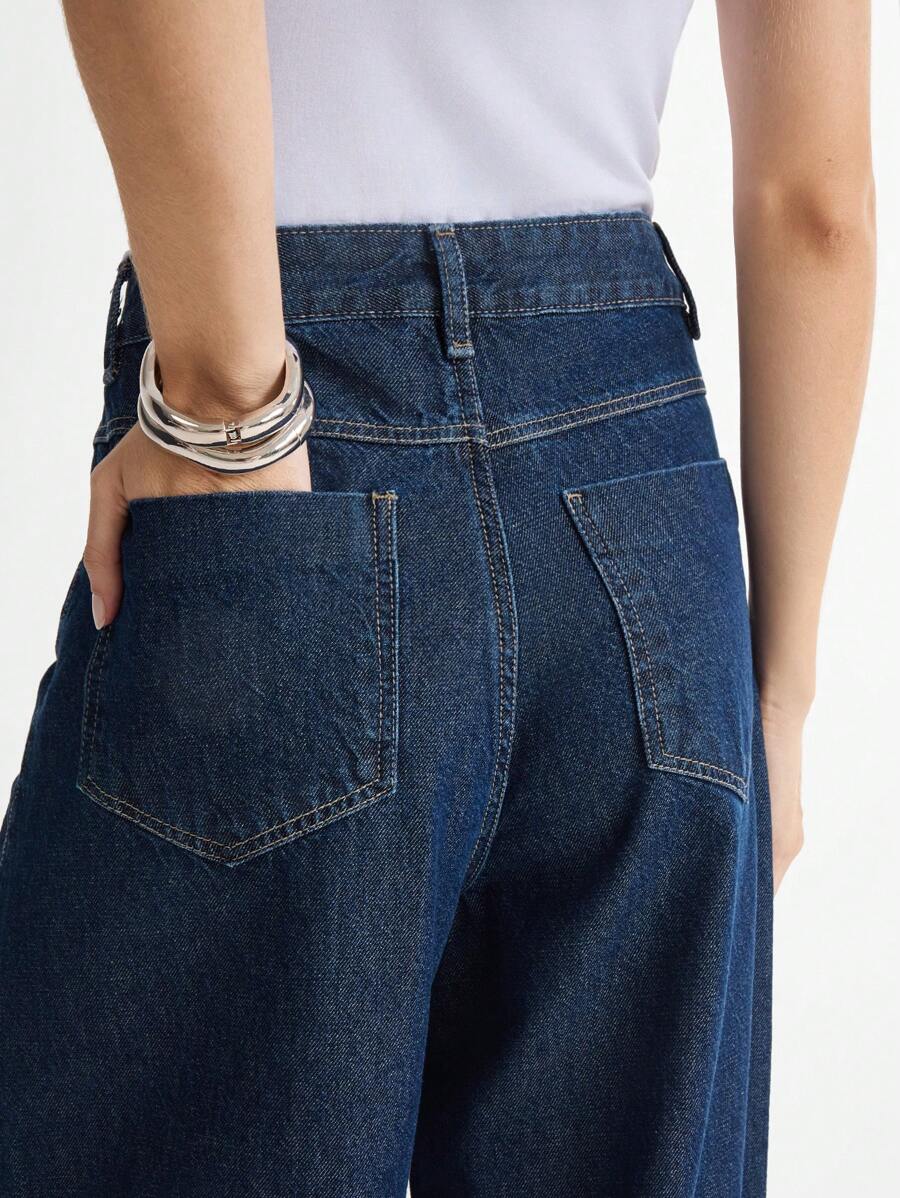 Calça Jeans Rhea - Wide Leg Cintura Alta Lavagem Escura | Aurora