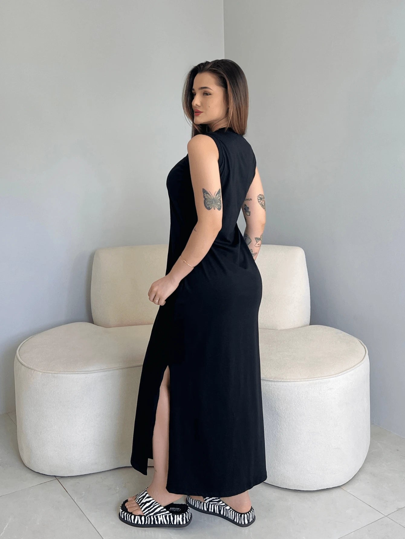 Vestido Eunomia - Colete Longo Marrom Algodão com Bolsos | Aurora