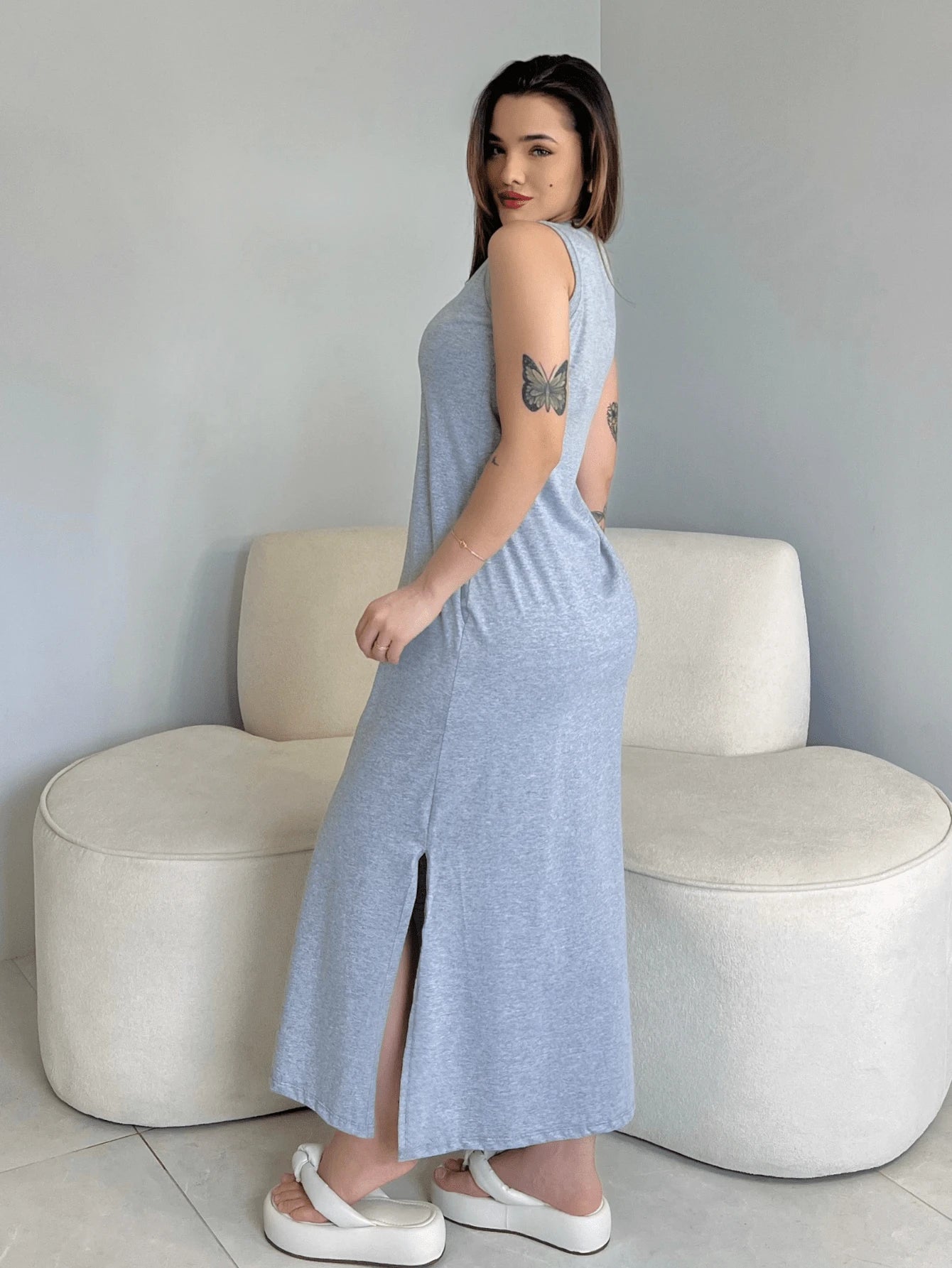 Vestido Eunomia - Colete Longo Marrom Algodão com Bolsos | Aurora