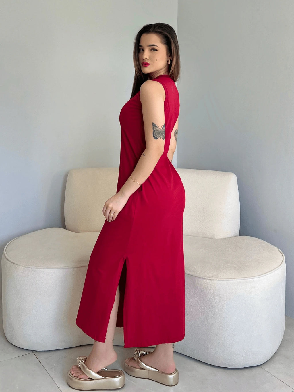 Vestido Eunomia - Colete Longo Marrom Algodão com Bolsos | Aurora