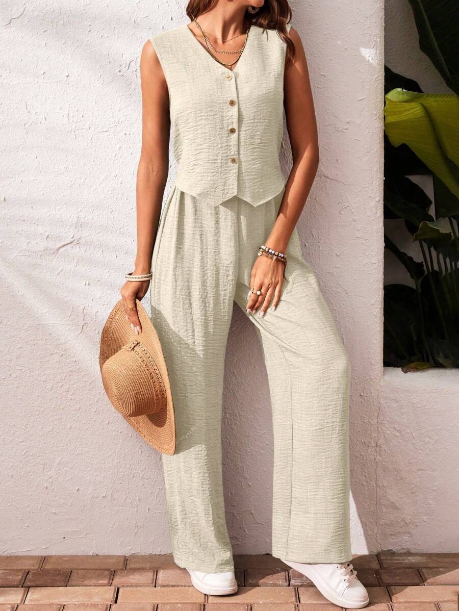 Conjunto Clio - Regata + Calça Chocolate Casual Férias | Aurora