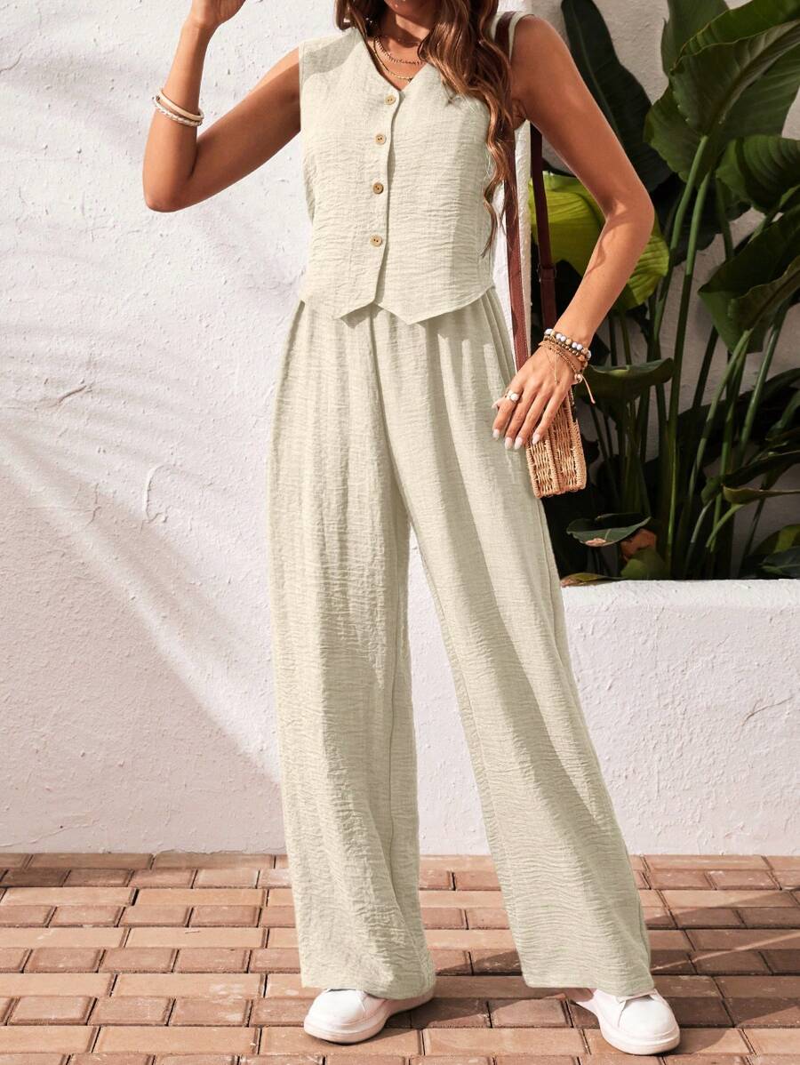 Conjunto Clio - Regata + Calça Chocolate Casual Férias | Aurora