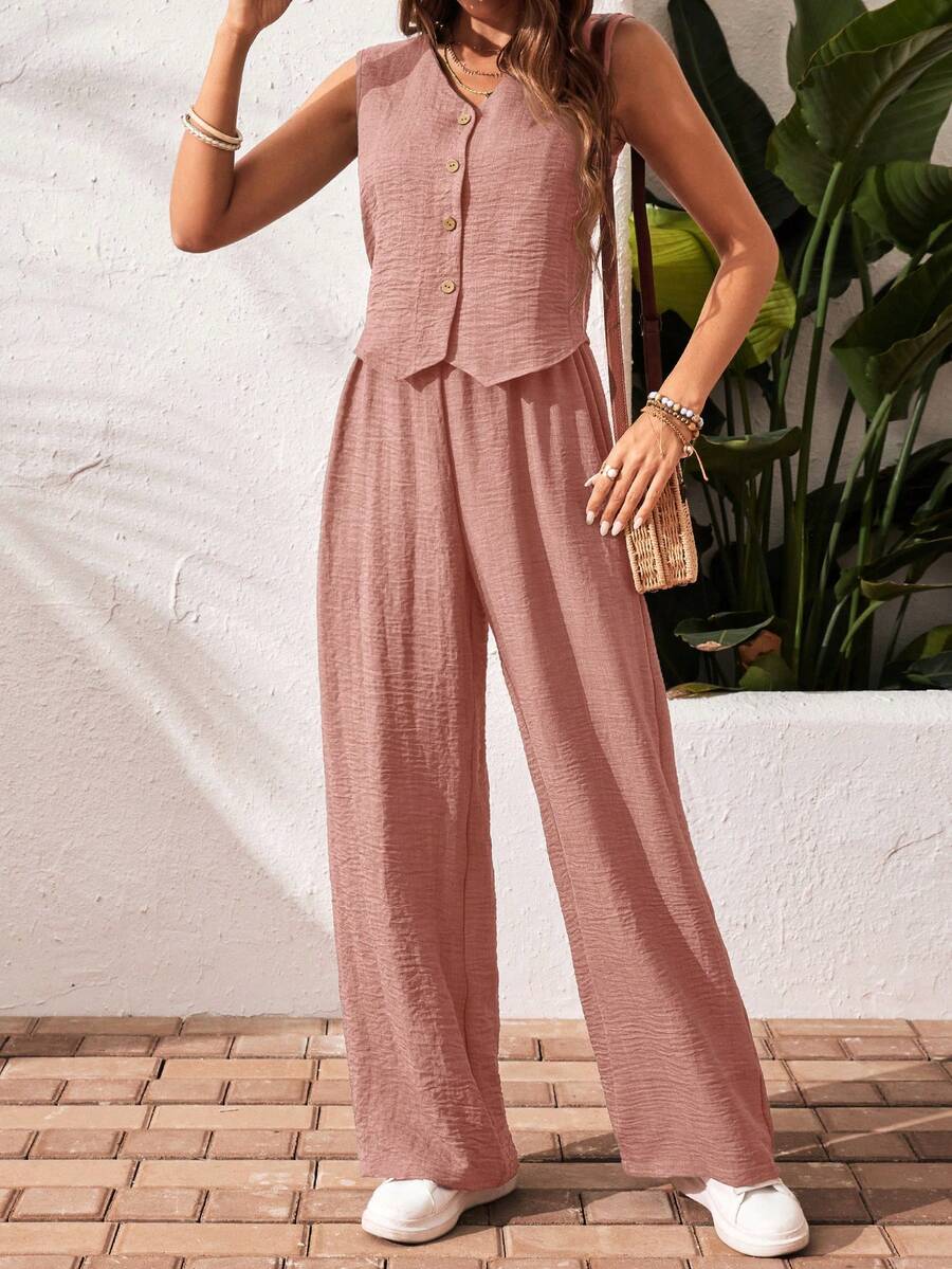 Conjunto Clio - Regata + Calça Chocolate Casual Férias | Aurora