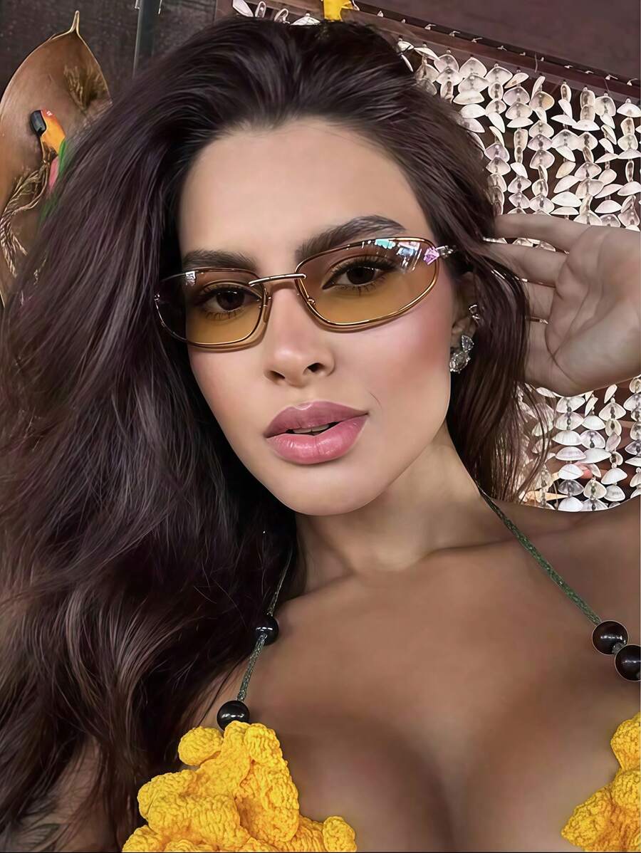 Óculos de Sol Stella - Oval Sem Armação Estilo Y2K | Aurora