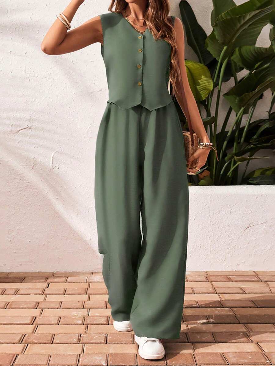 Conjunto Clio - Regata + Calça Chocolate Casual Férias | Aurora