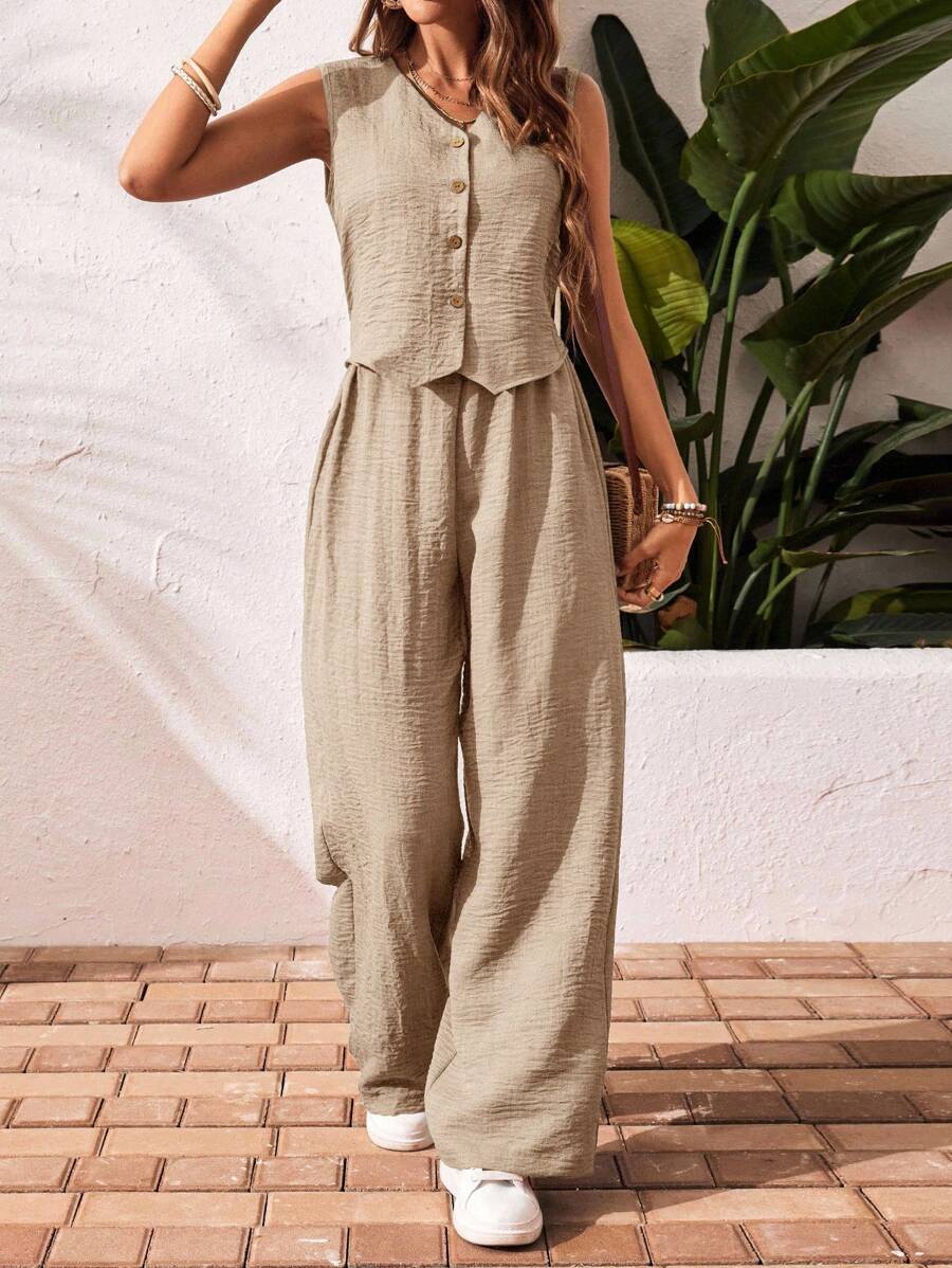 Conjunto Clio - Regata + Calça Chocolate Casual Férias | Aurora