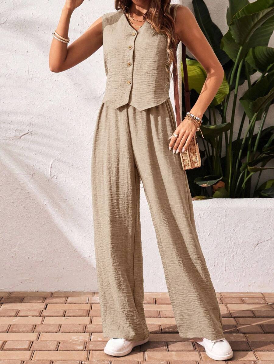 Conjunto Clio - Regata + Calça Chocolate Casual Férias | Aurora