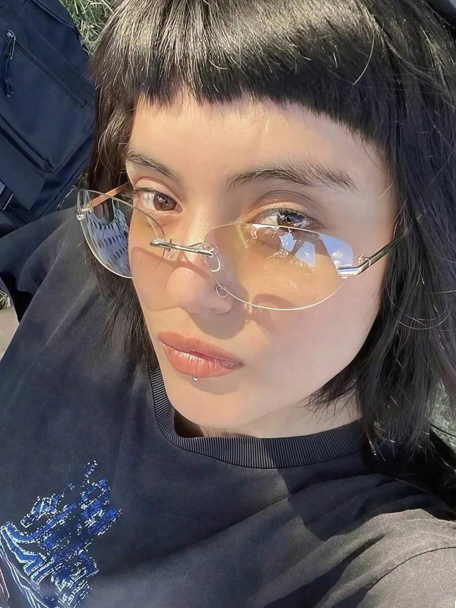 Óculos de Sol Stella - Oval Sem Armação Estilo Y2K | Aurora