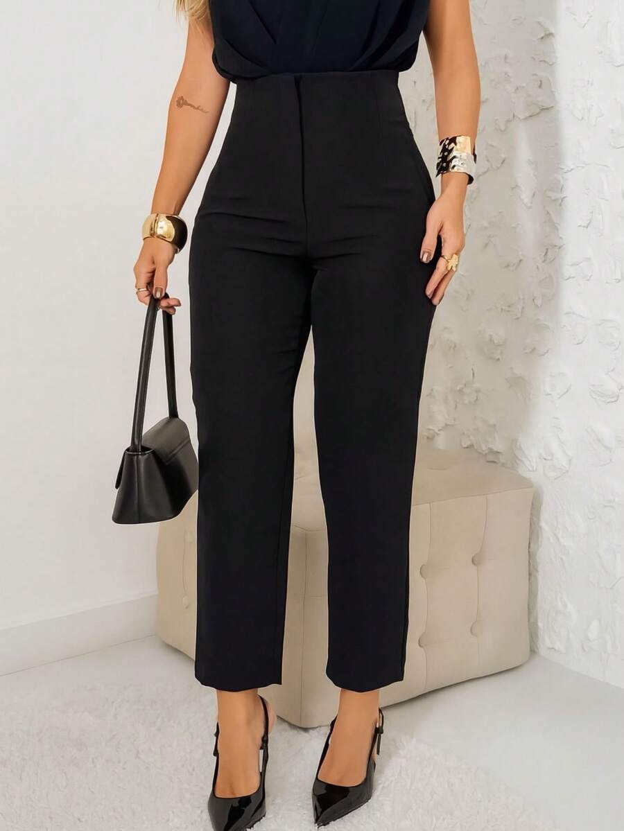 Calça Nemesis - Alfaiataria Skinny Preta Cintura Alta Forrada | Aurora